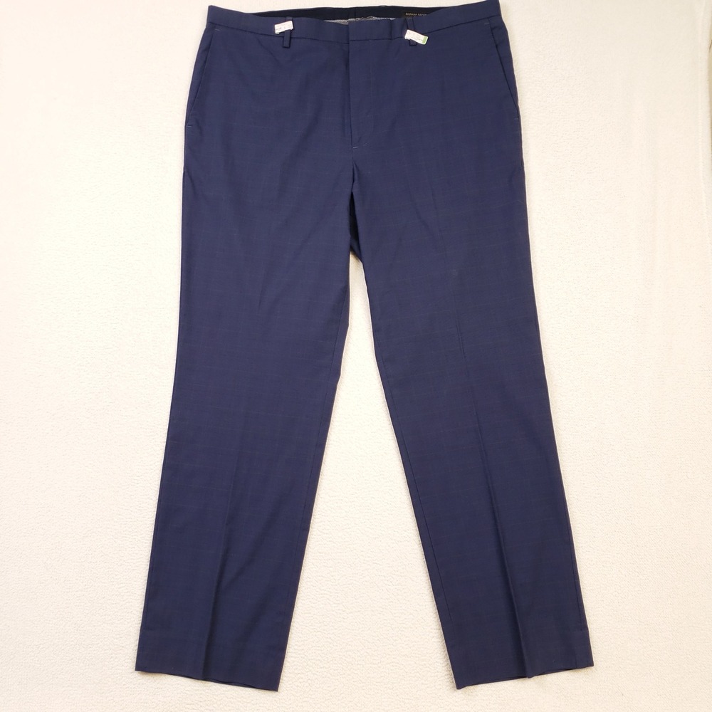 Banana Republic Dress Pants Mens 38x32 Navy Blue Green Glenplaid Slim Fit Cotton